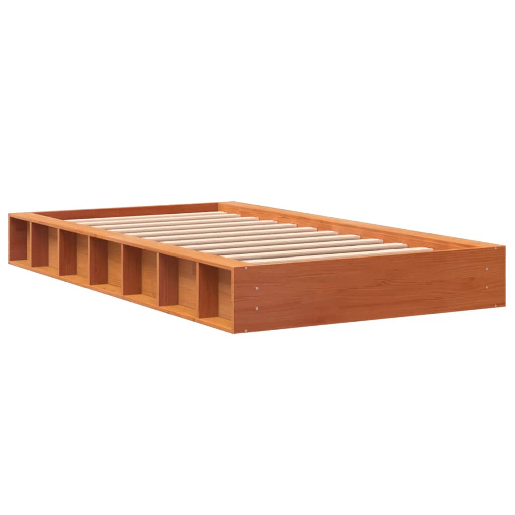 sengeramme uden madras 100x200 cm massivt fyrretræ gyldenbrun