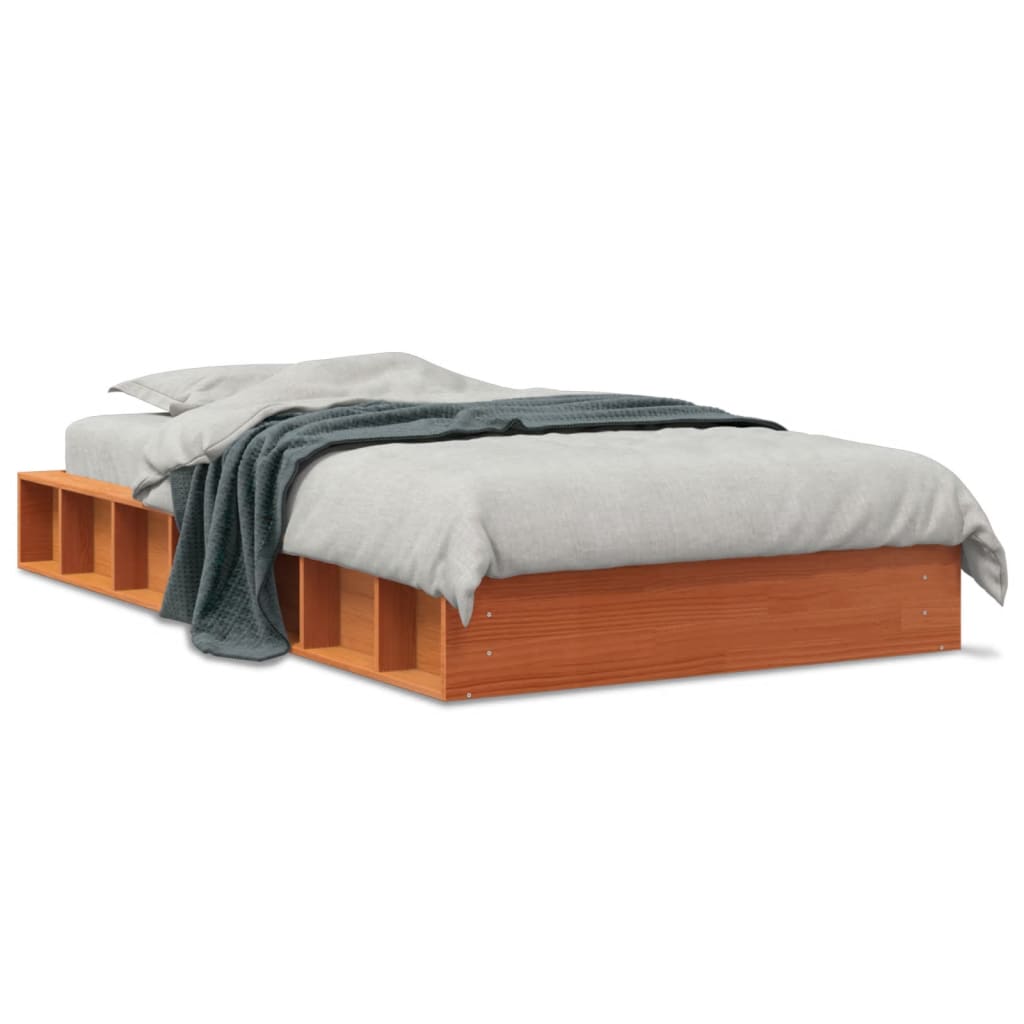 sengeramme uden madras 75x190 cm massivt fyrretræ gyldenbrun