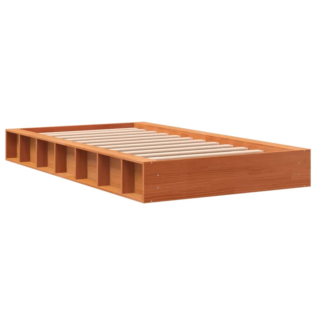 sengeramme uden madras 75x190 cm massivt fyrretræ gyldenbrun