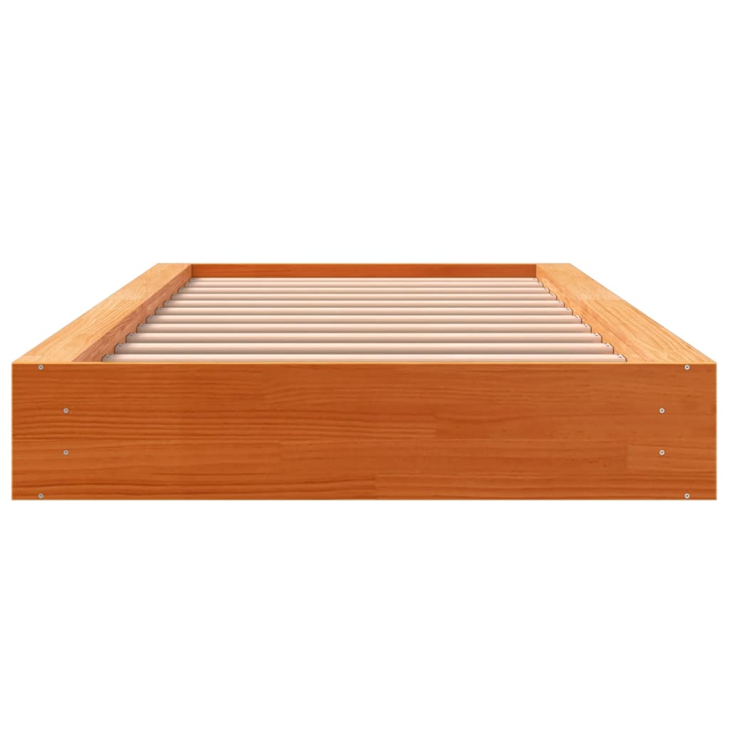 sengeramme uden madras 75x190 cm massivt fyrretræ gyldenbrun