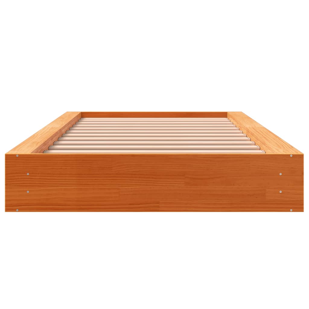 sengeramme uden madras 90x190 cm massivt fyrretræ gyldenbrun