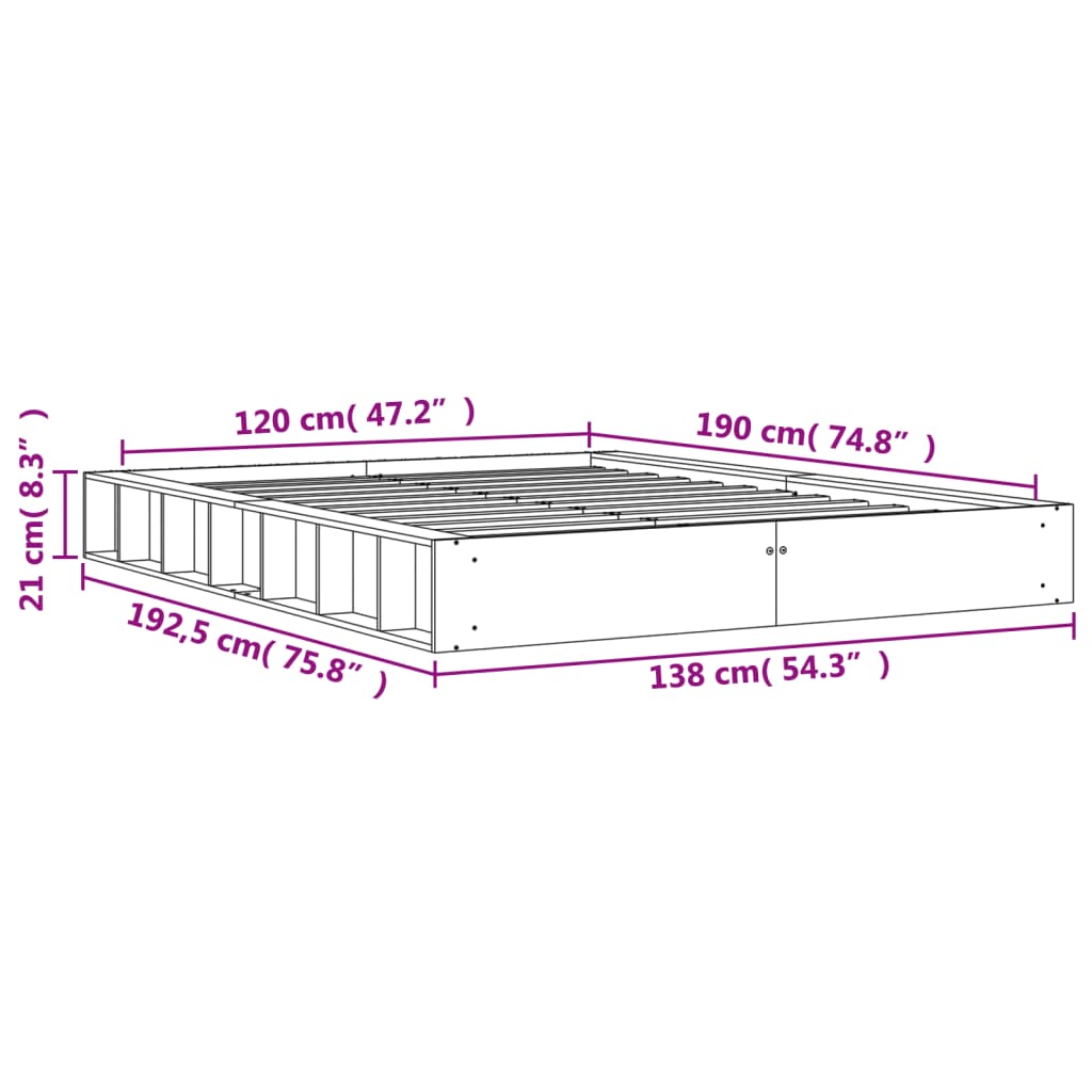 sengeramme uden madras 120x190 cm massivt fyrretræ gyldenbrun