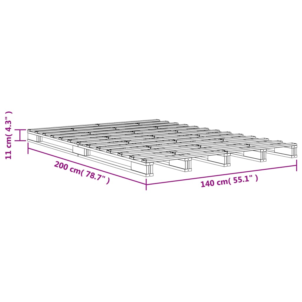 palleseng 140x200 cm massivt fyrretræ gyldenbrun