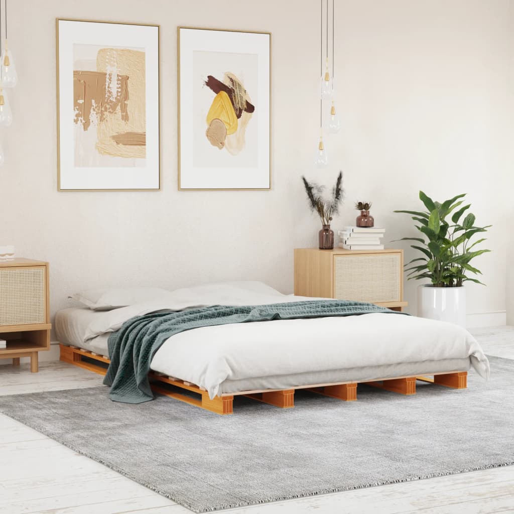 palleseng 140x200 cm massivt fyrretræ gyldenbrun