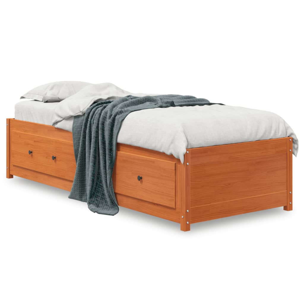 daybed uden madras 90x190 cm massivt fyrretræ gyldenbrun