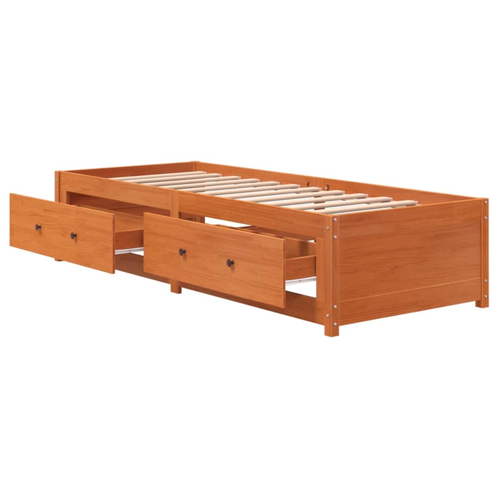 daybed uden madras 90x190 cm massivt fyrretræ gyldenbrun