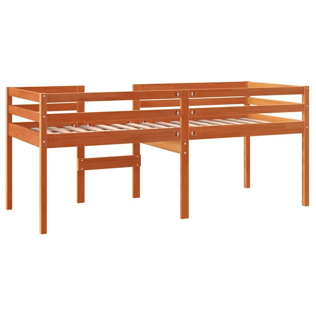højseng 80x200 cm massivt fyrretræ gyldenbrun