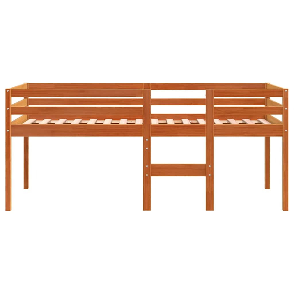 højseng 75x190 cm massivt fyrretræ gyldenbrun