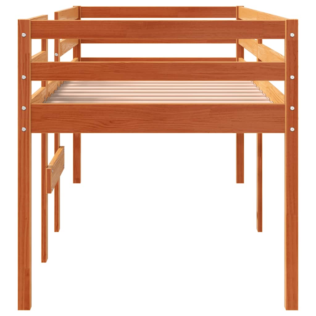 højseng 75x190 cm massivt fyrretræ gyldenbrun
