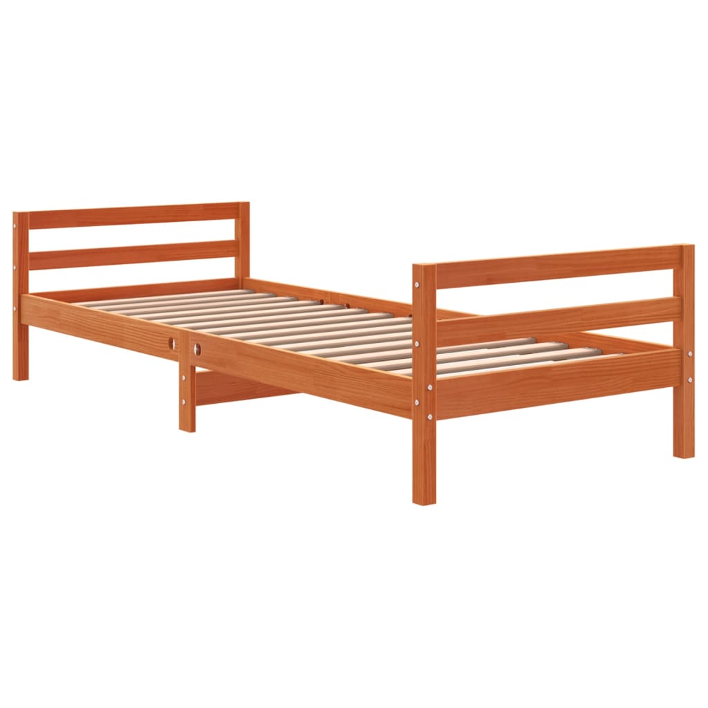 sengeramme uden madras 90x190 cm massivt fyrretræ gyldenbrun