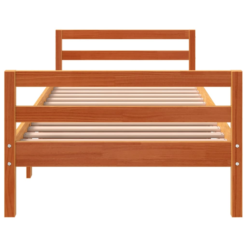 sengeramme uden madras 75x190 cm massivt fyrretræ gyldenbrun
