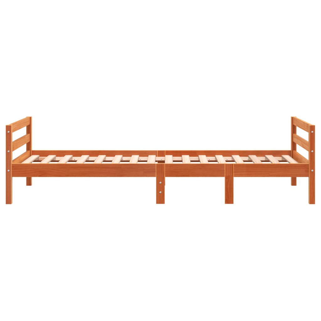 sengeramme uden madras 75x190 cm massivt fyrretræ gyldenbrun