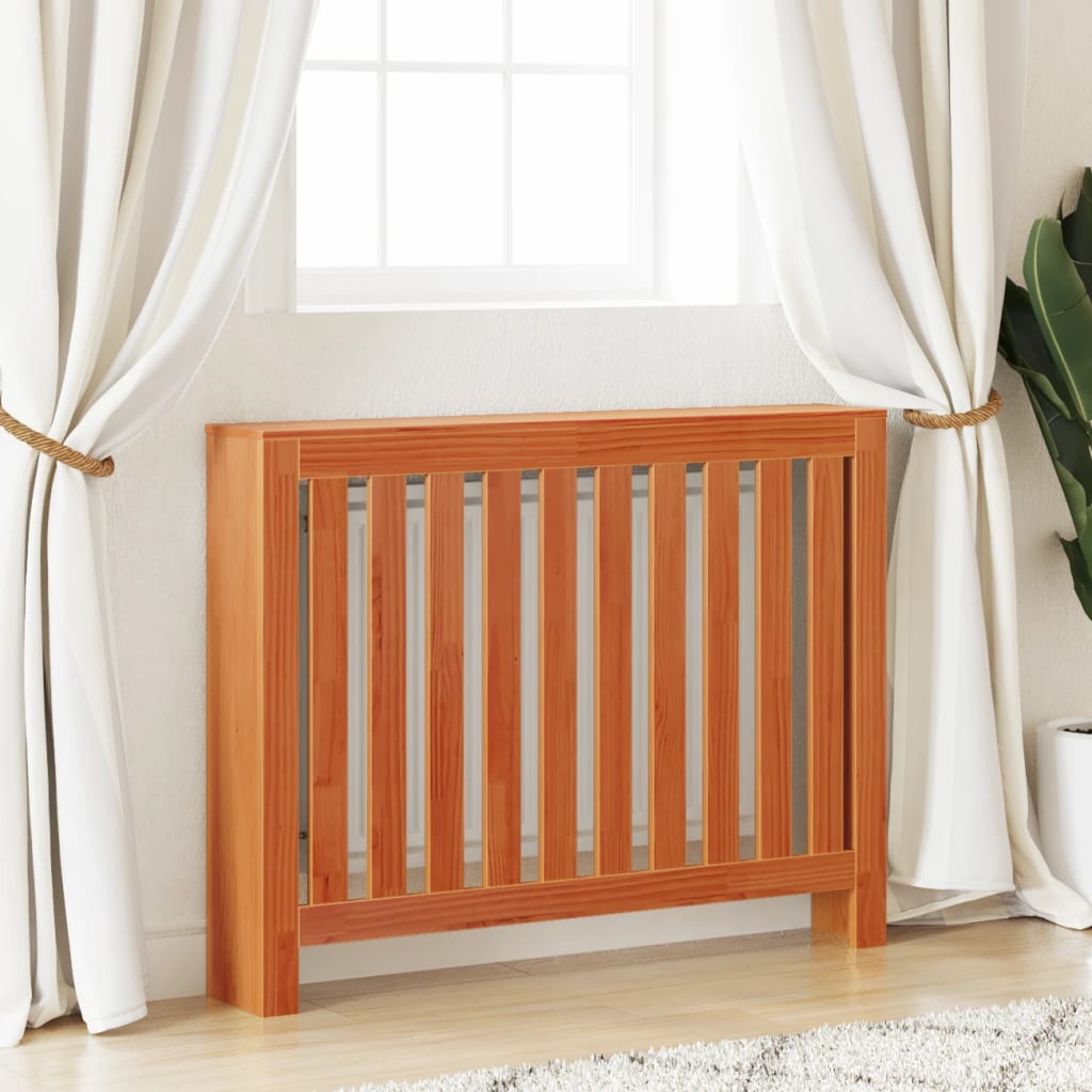 radiatorskjuler 108,5x19x84 cm massivt fyrretræ gyldenbrun