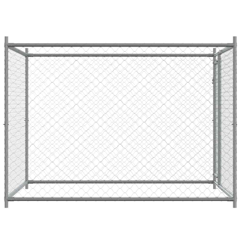 hundegård med låge 2x2x1,5 m galvaniseret stål grå
