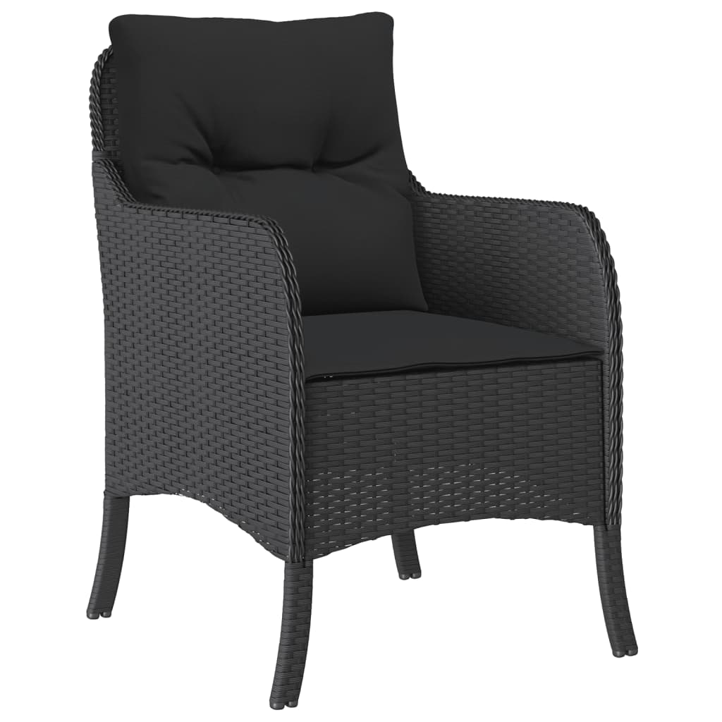spisebordssæt til haven 5 dele med hynder polyrattan sort