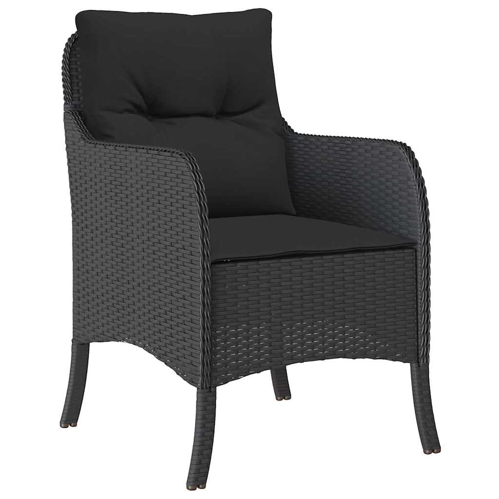 spisebordssæt til haven 5 dele med hynder polyrattan sort