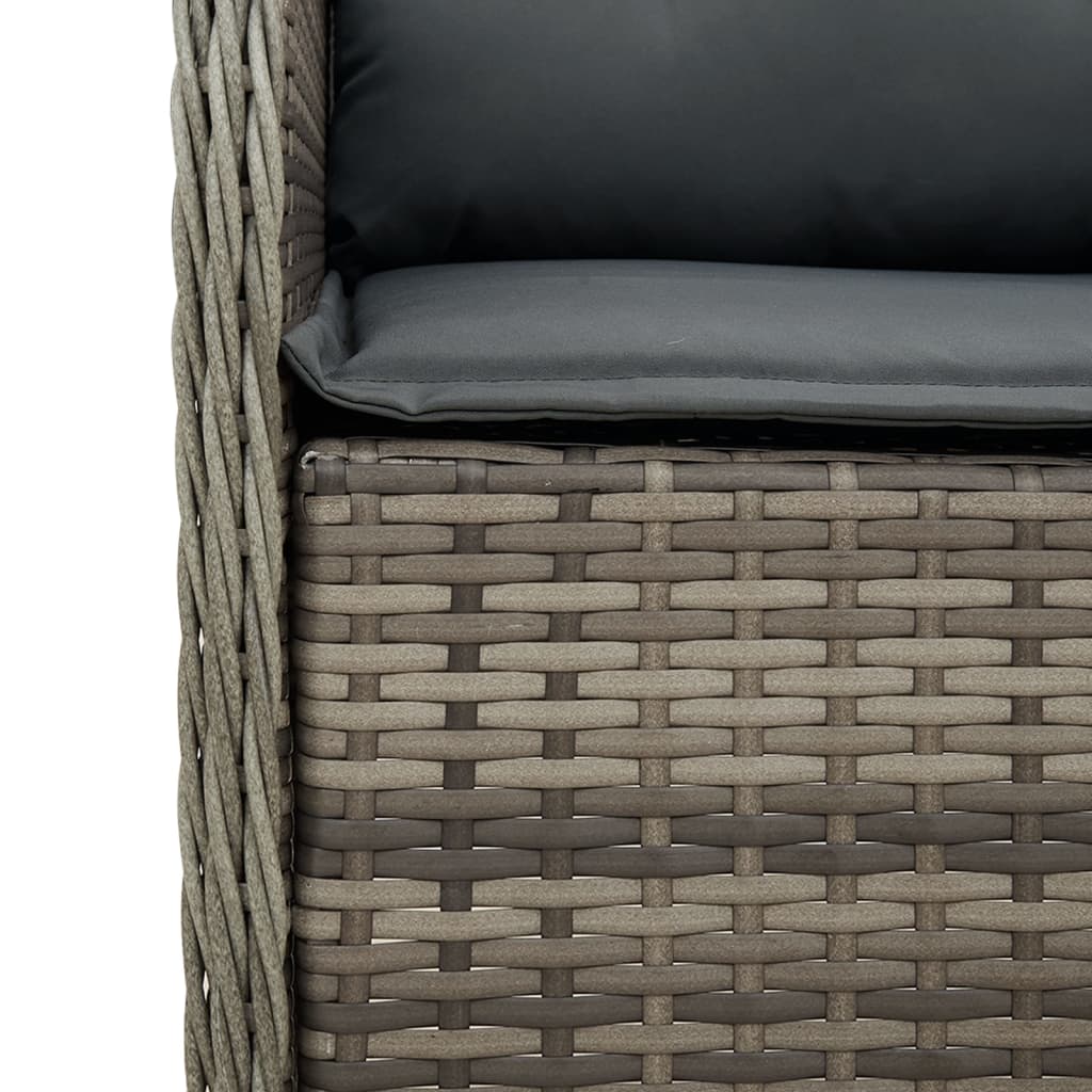 spisebordssæt til haven 5 dele med hynder polyrattan grå