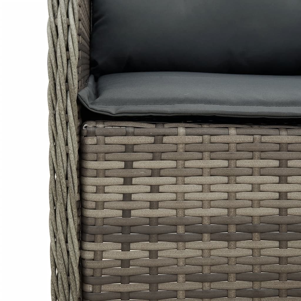 spisebordssæt til haven 7 dele med hynder polyrattan grå