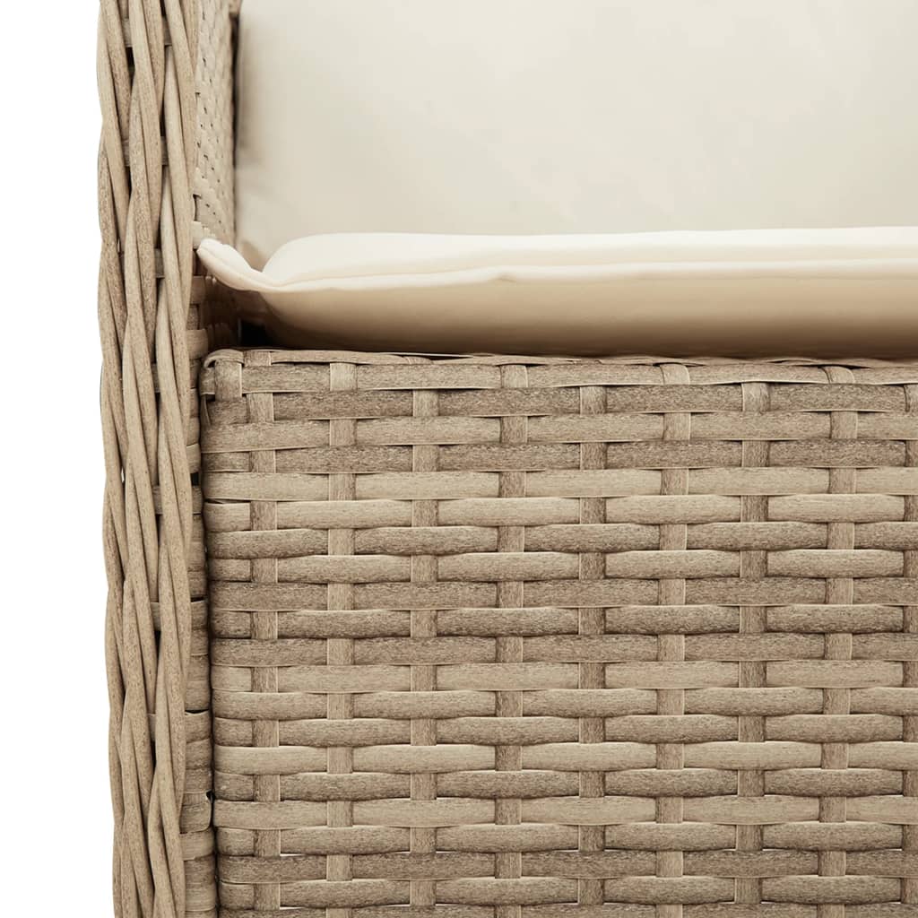 spisebordssæt til haven 5 dele med hynder polyrattan beige