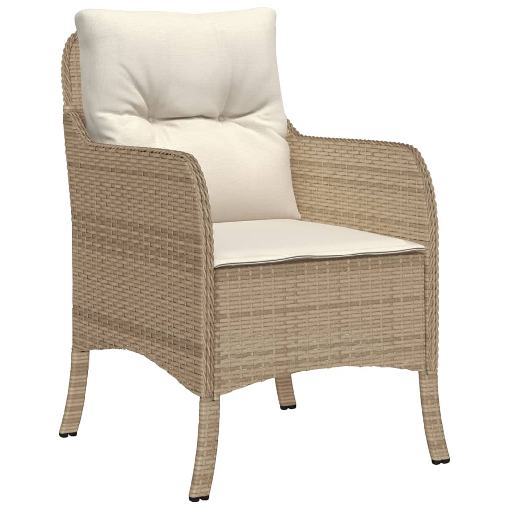 spisebordssæt til haven 5 dele med hynder polyrattan beige