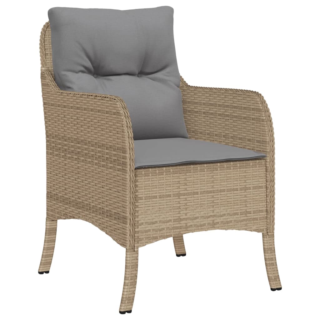 spisebordssæt til haven 5 dele med hynder polyrattan beige