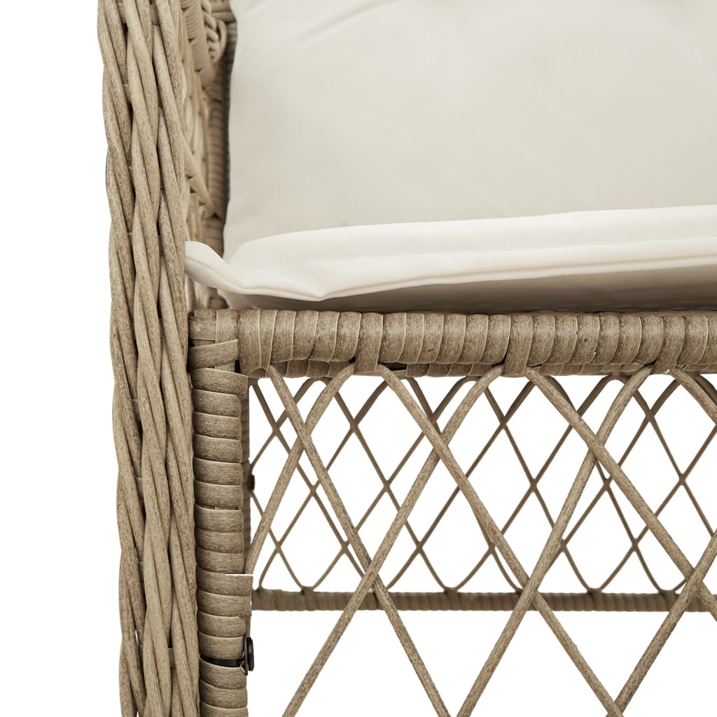 spisebordssæt til haven 9 dele med hynder polyrattan beige
