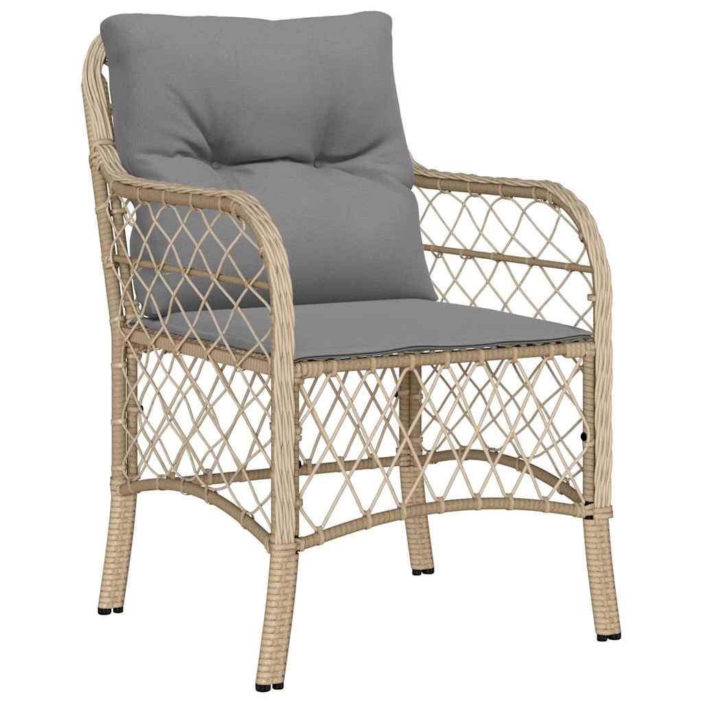 spisebordssæt til haven 9 dele med hynder polyrattan beige