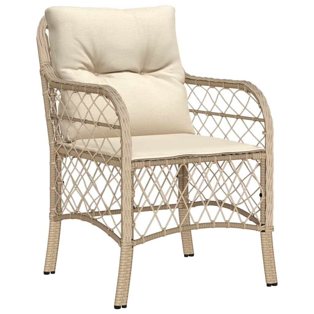 spisebordssæt til haven 5 dele med hynder polyrattan beige