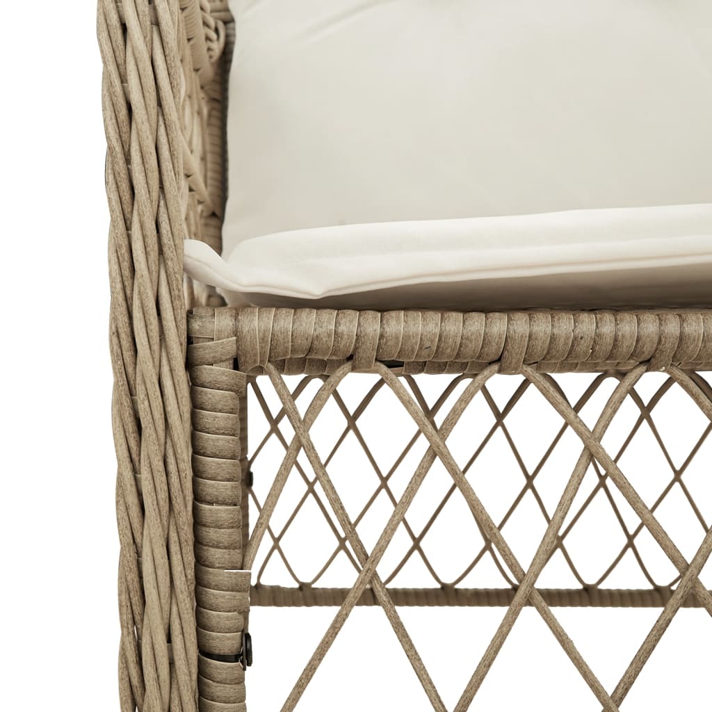 spisebordssæt til haven 5 dele med hynder polyrattan beige