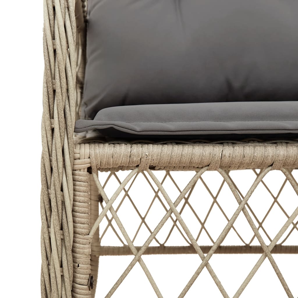 spisebordssæt til haven 5 dele med hynder polyrattan beige