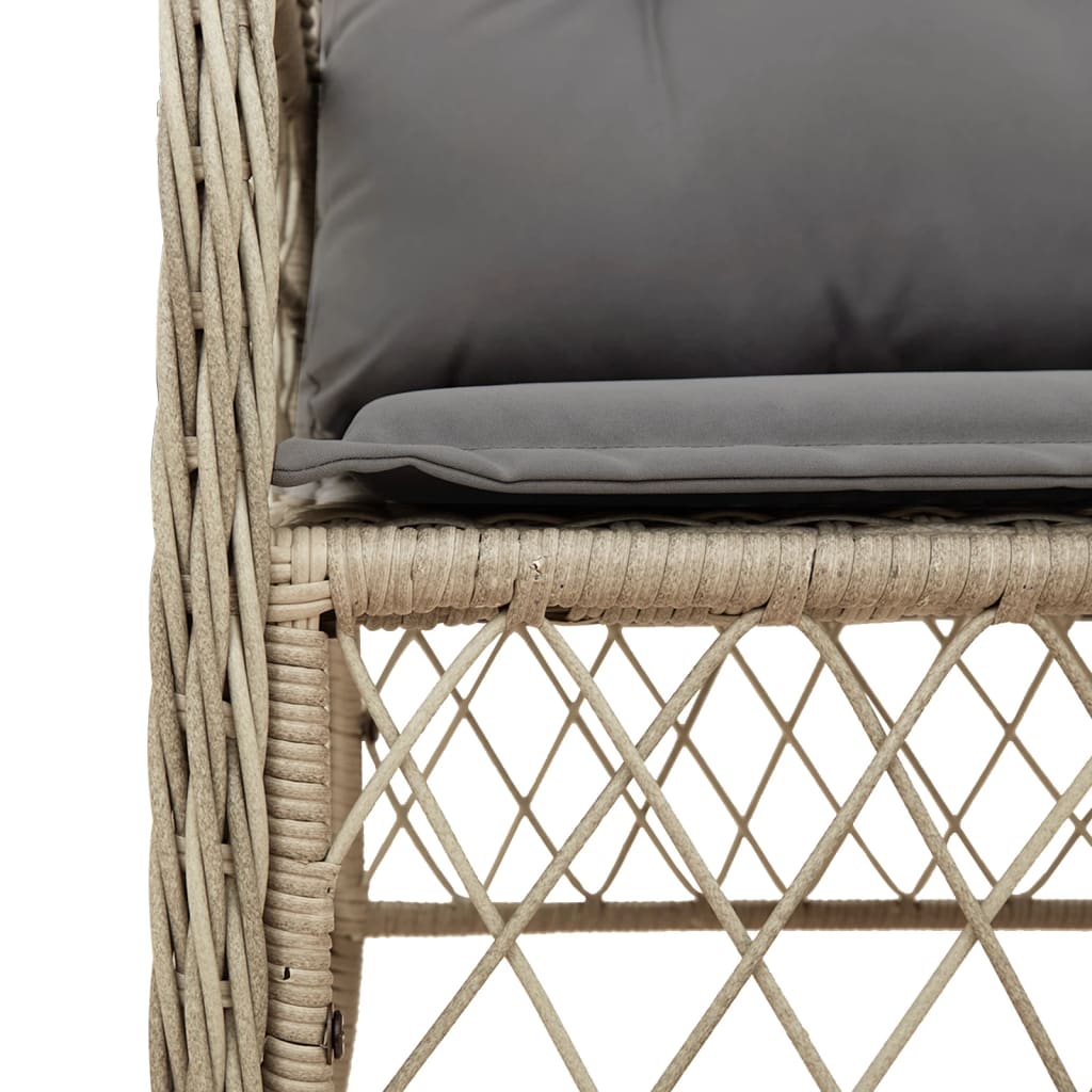 spisebordssæt til haven 5 dele med hynder polyrattan beige