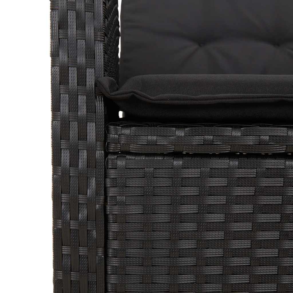 spisebordssæt til haven 7 dele med hynder polyrattan sort