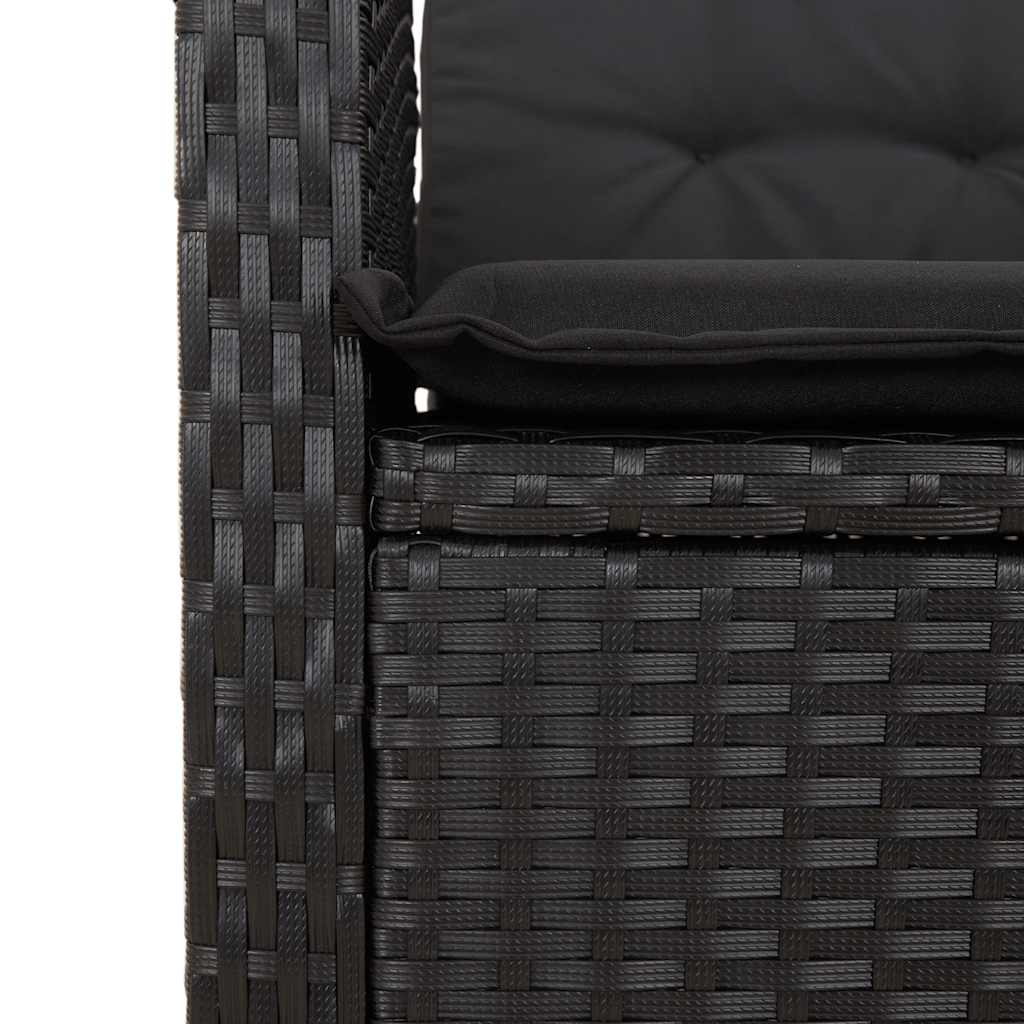 spisebordssæt til haven 9 dele med hynder polyrattan sort