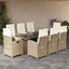spisebordssæt til haven 9 dele med hynder polyrattan beige