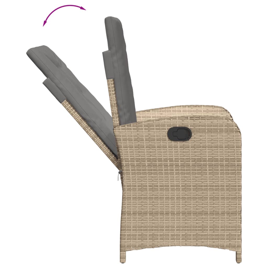 spisebordssæt til haven 9 dele med hynder polyrattan beige