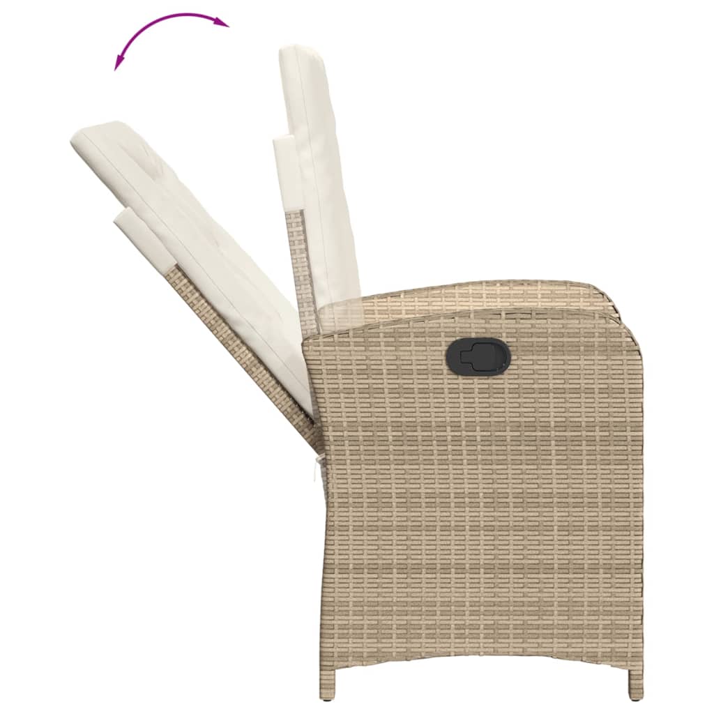 spisebordssæt til haven 7 dele med hynder polyrattan beige