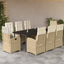 spisebordssæt til haven 9 dele med hynder polyrattan beige