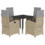 spisebordssæt til haven 5 dele med hynder polyrattan beige