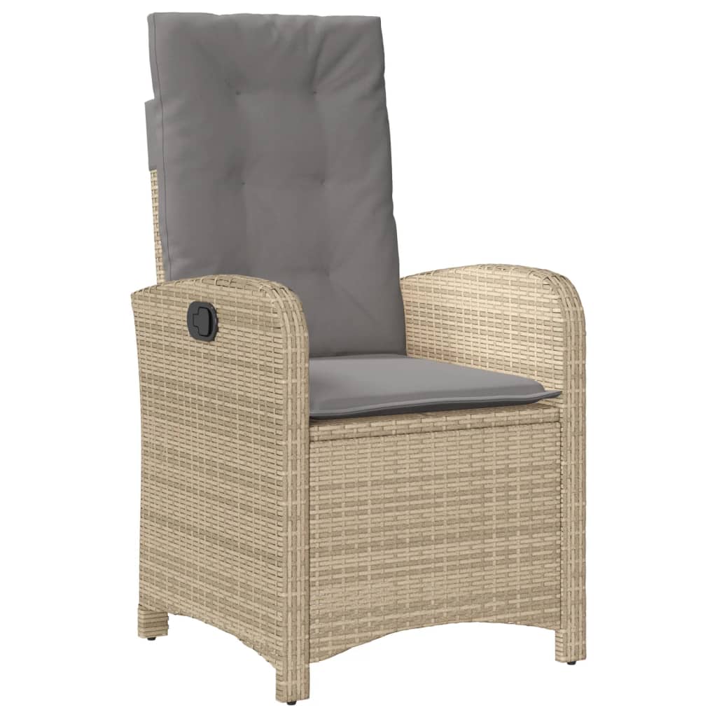 spisebordssæt til haven 3 dele med hynder polyrattan beige