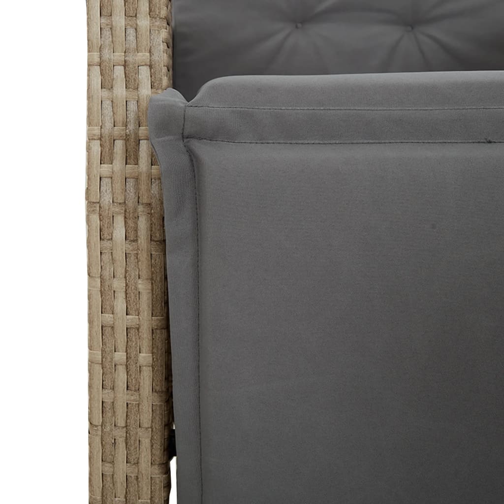 spisebordssæt til haven 9 dele med hynder polyrattan beige