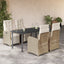spisebordssæt til haven 5 dele med hynder polyrattan beige