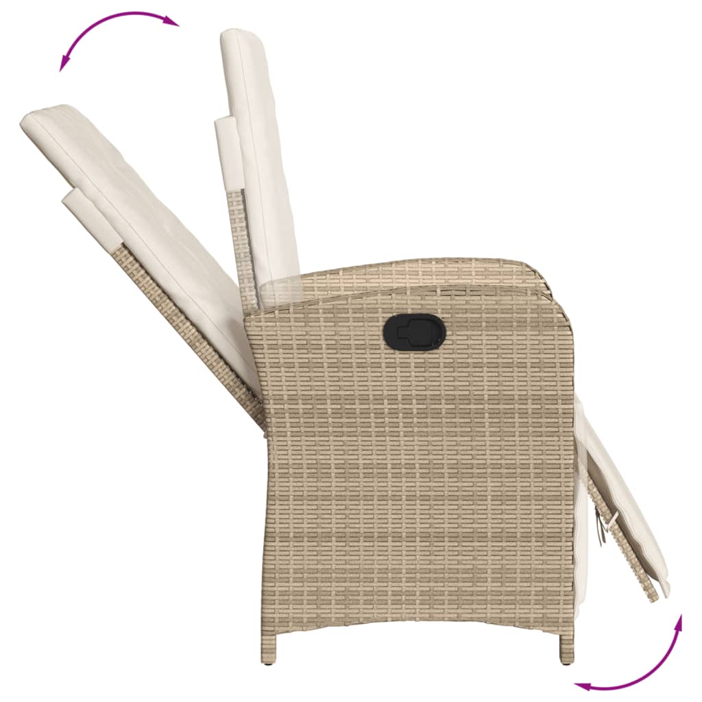spisebordssæt til haven 7 dele med hynder polyrattan beige