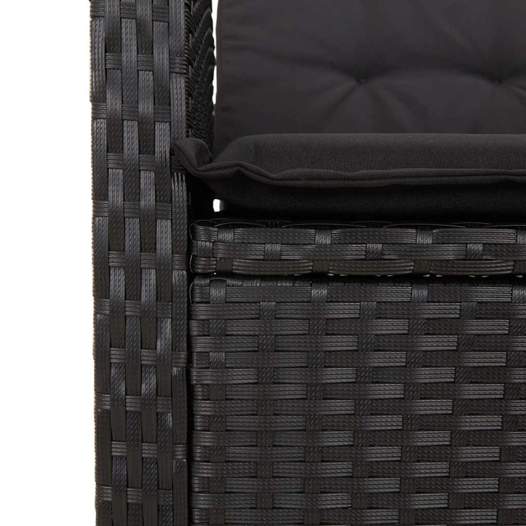 spisebordssæt til haven 7 dele med hynder polyrattan sort