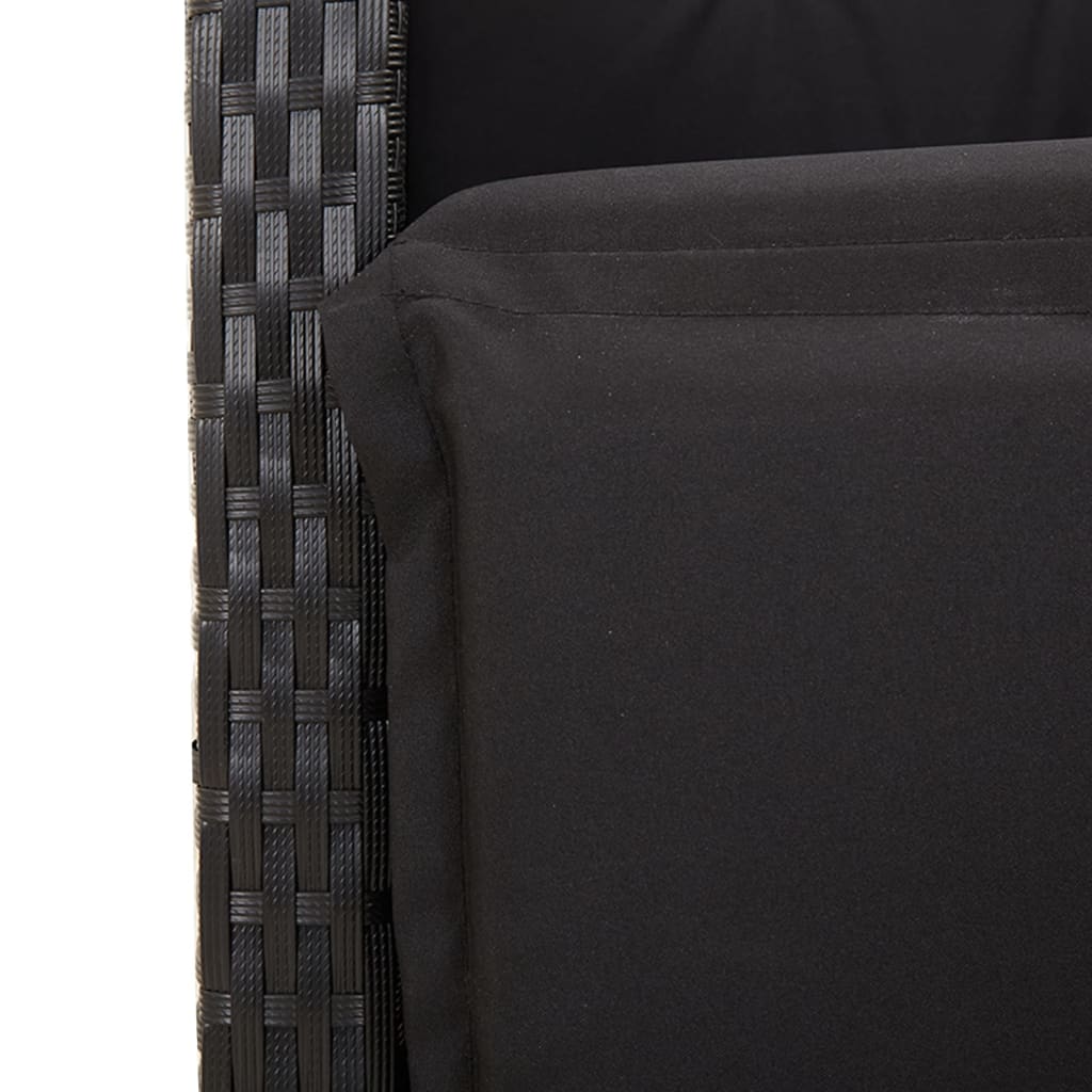 spisebordssæt til haven 5 dele med hynder polyrattan sort