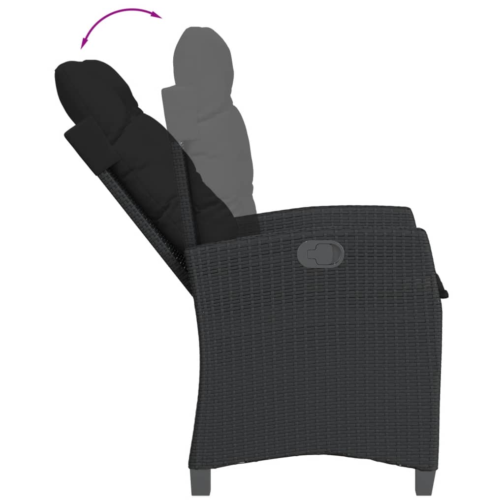 spisebordssæt til haven 9 dele med hynder polyrattan sort