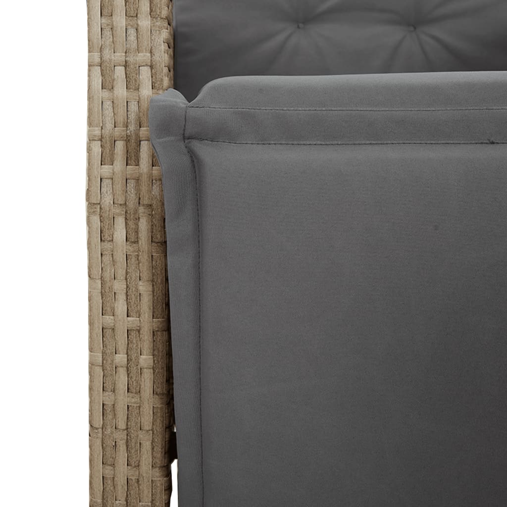 spisebordssæt til haven 9 dele med hynder polyrattan beige