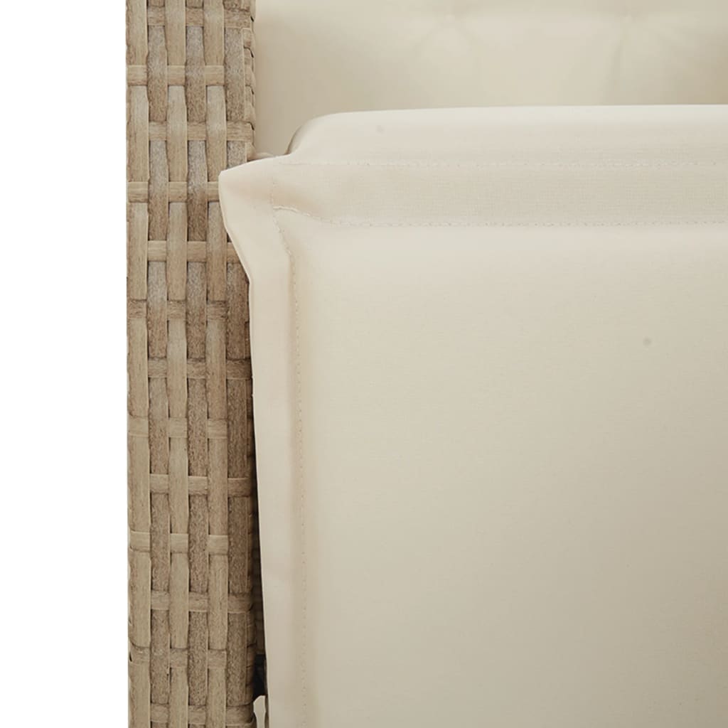 spisebordssæt til haven 7 dele med hynder polyrattan beige