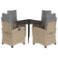 spisebordssæt til haven 5 dele med hynder polyrattan beige