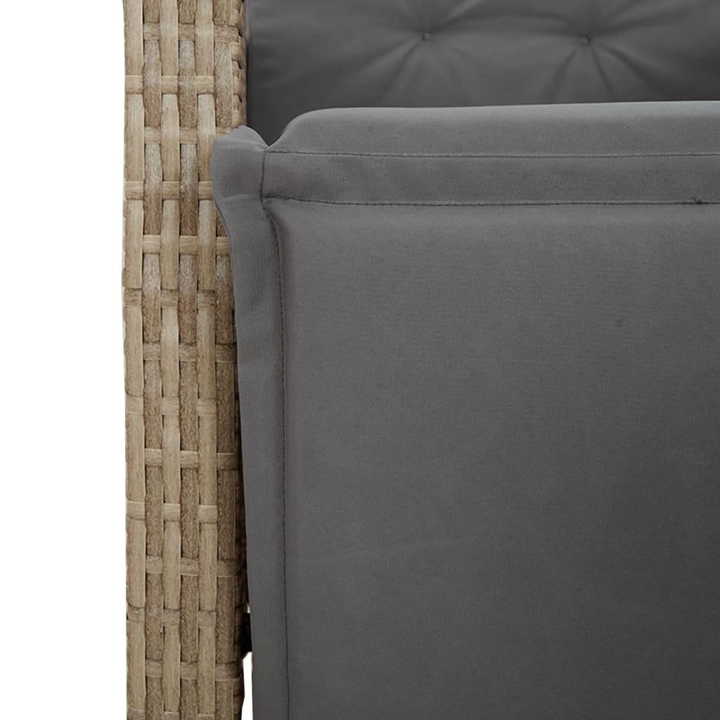 spisebordssæt til haven 7 dele med hynder polyrattan beige