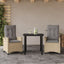 spisebordssæt til haven 3 dele med hynder polyrattan beige